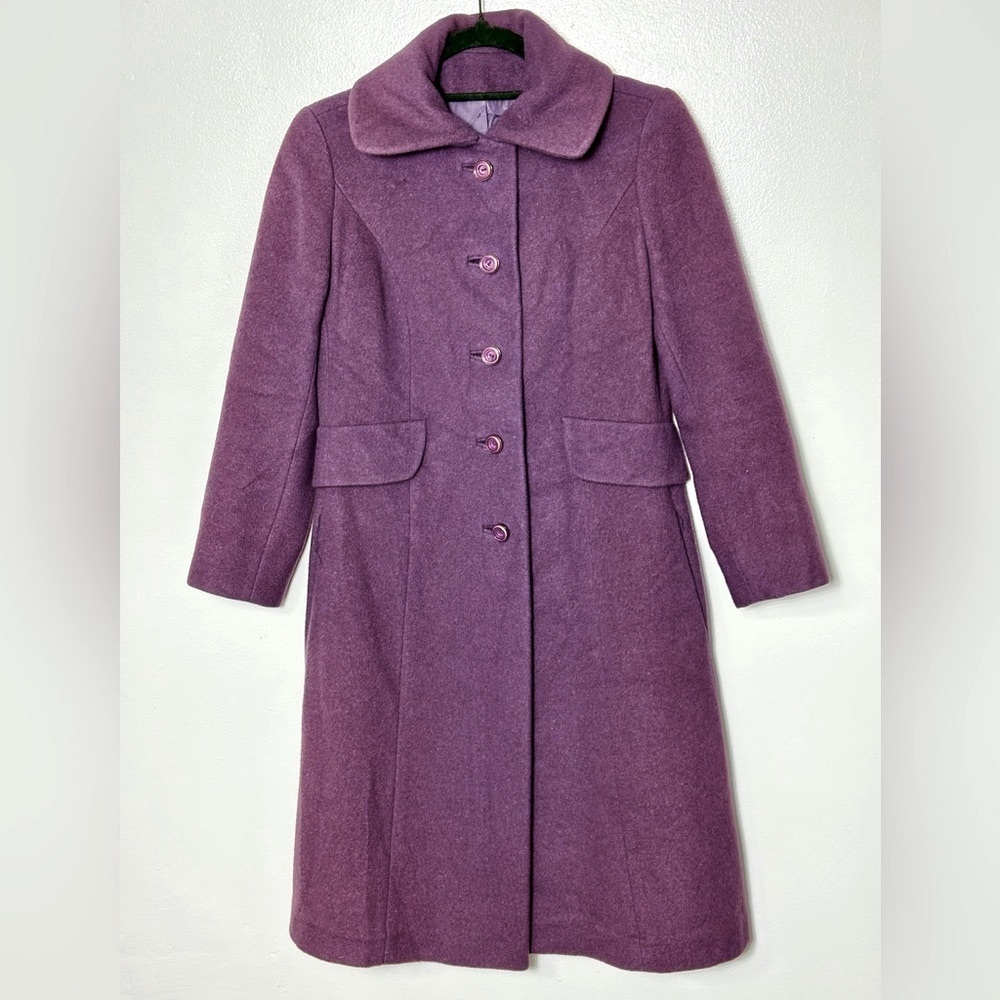 Vintage 100% Cashmere Coat by Gallant in Purple szS